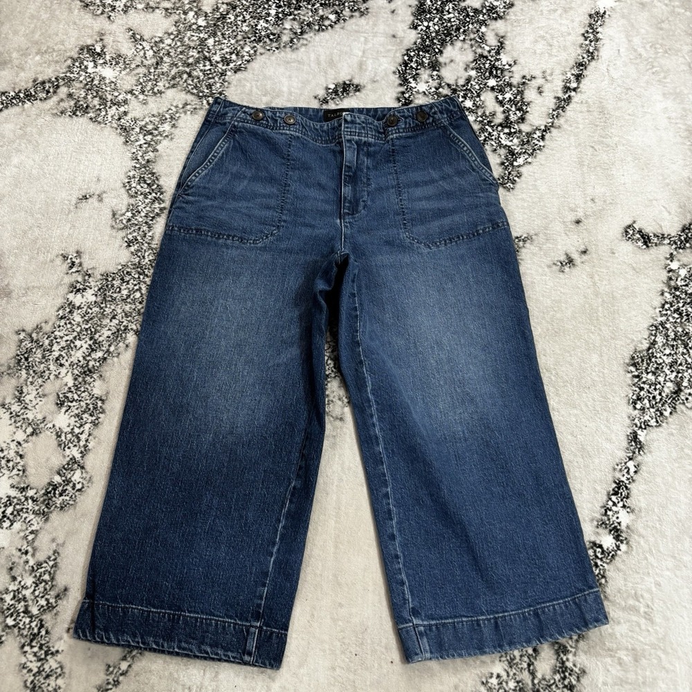 Talbots Women's 12P Wide Leg Crop Jeans Blue Denim High Rise Cropped